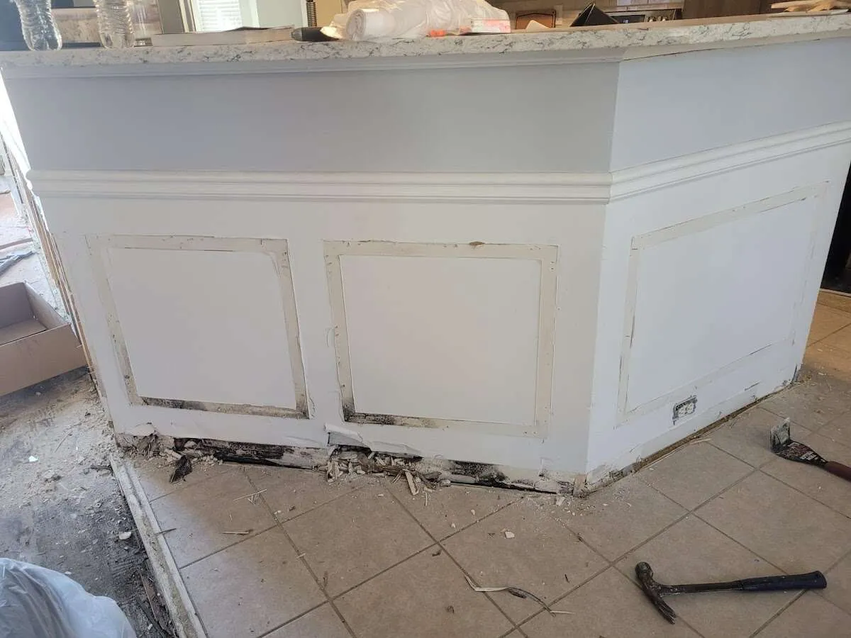 Water damage and mold on kitchen during Storm Damage Restoration in Oxford